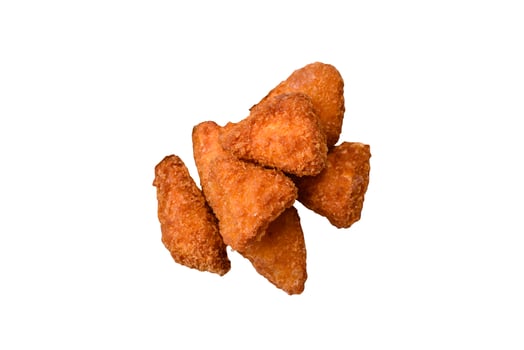 Brie cheese or camembert fries in breading, fast food, takeaway photo