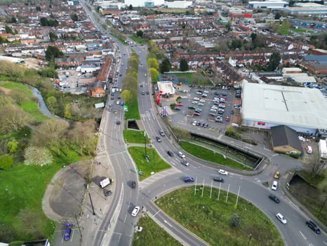 Aerial View of Birmingham City of England United Kingdom During Sunset. Aerial View of Was Captured with Drone's Camera on March 30th, 2024 photo