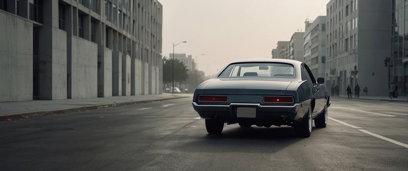 A car driving down a city street photo