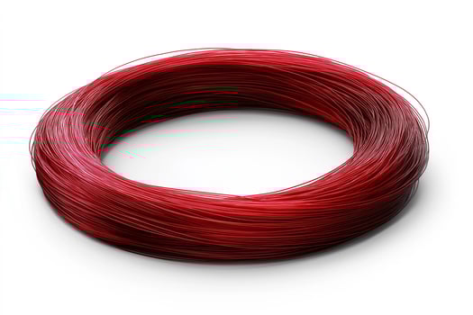 Twisted strands of vibrant red wire coiling elegantly on a white background. photo