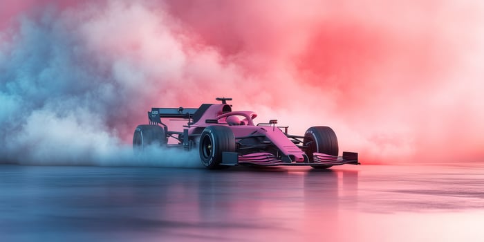 A powerful and exhilarating Formula 1 car speeds expertly through a smoky backdrop, showcasing its remarkable racing prowess and cuttingedge technology that defines the experience on the circuit photo