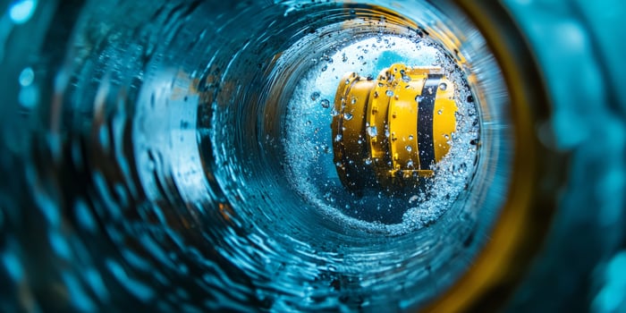 This is an abstract representation of swirling water combined with various types of machinery, vividly displaying vibrant colors and dynamic motions within a fluid, everchanging environment photo