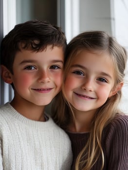 Two children are posing for a photo together