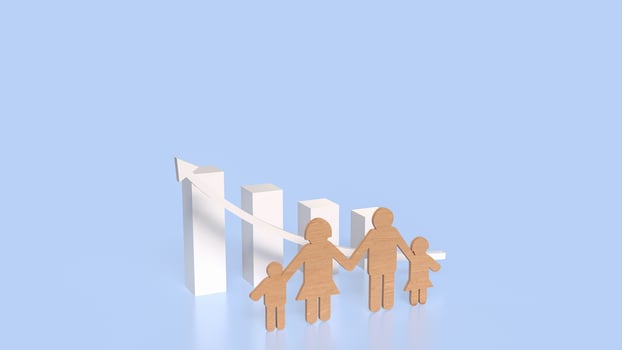 The wood family plate for home relationship concept 3d rendering. photo
