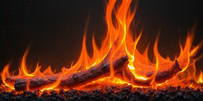 Fiery Logs Burning in a Fireplace with Warm Flames photo