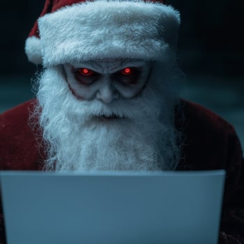 Sinister Santa with glowing red eyes photo