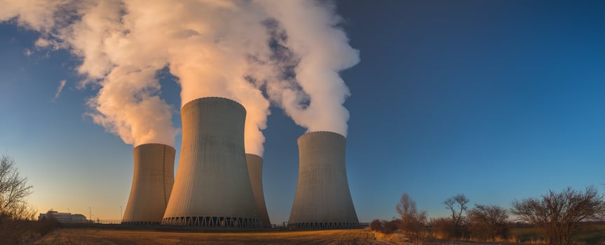 Temelin, Czech republic - 02 28 2021, Nuclear Power Plant Temelin, Cooling towers with white water vapor photo