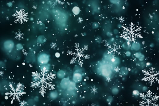This stunning winter scene beautifully showcases intricate and unique snowflakes against a vivid blue backdrop, making it perfect for Christmas designs, holiday decorations, and festive celebrations photo