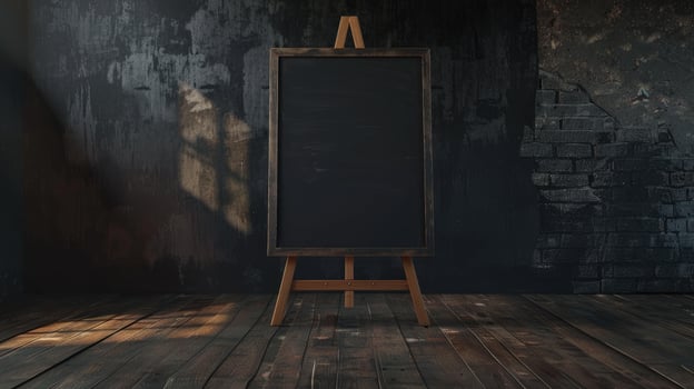 A message board easel that serves as a decorative piece featuring an open plain board as a copy space image photo