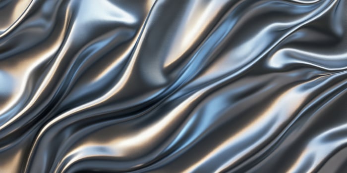 Discover a modern abstract design with smooth, shiny metallic waves in a beautiful grey and silver gradient, ideal for a sleek wallpaper or artistic backdrop to enhance your space photo