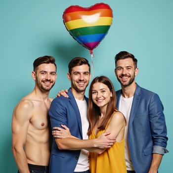 Gay Pride Daythemed image featuring happy rainbowhearted couples photo