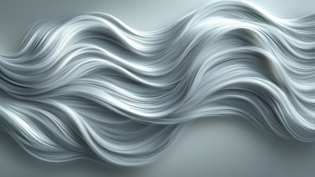Silvery strands flow in soft waves, presenting a tranquil and delicate aesthetic photo