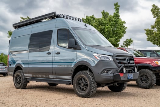 Loveland, CO, USA - August 25, 2023 - Storyteller Overland Beast Mode, 4x4 camper van on Mercedes Sprinter chassis. photo