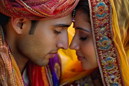 A man and woman in traditional indian attire photo