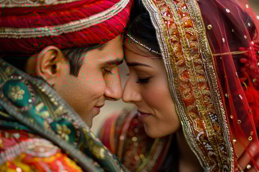 A man and woman in traditional indian attire photo