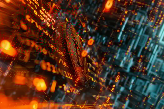 Bitcoin and blockchain technology in the background photo