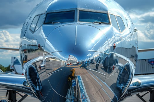A silver airplane photo