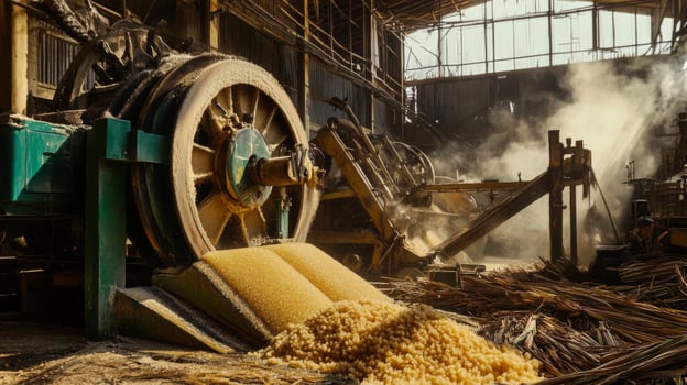 Industrial Sugar Cane Mill with Sugar Crystals photo
