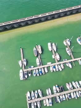 Most Beautiful Aerial View of British Beach and Ocean at Brighton and Hove City of England United Kingdom. High angle Most Wanted British Tourist Attraction Was Captured on May 9th, 2024 photo