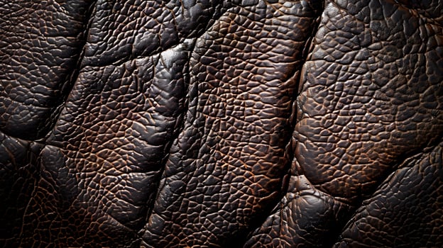 Close-Up of Textured Brown Leather Pattern with Wrinkles photo