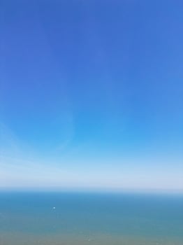 High Angle View of Most Beautiful British Tourist Attraction Sea Front and Ocean of Eastbourne Ocean City of England UK. Aerial Footage Was Captured with Drone's Camera on May 11th, 2024 photo
