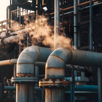 Pipes and pipes in an industrial plant photo