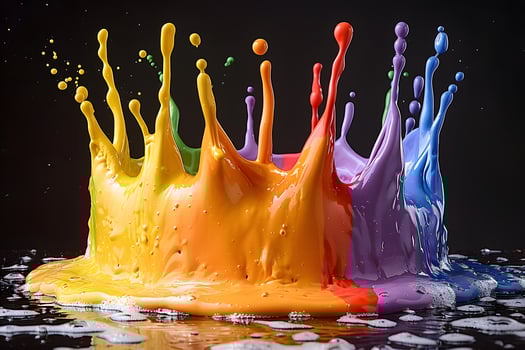 Vibrant Splash of Colorful Paint in Motion on Black Background for Artistic Expressions photo