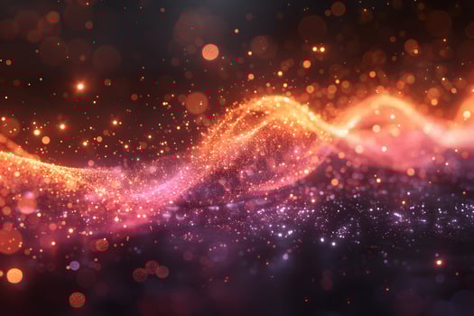 Abstract Waves of Glowing Particles in Fiery Reds and Oranges for Digital Backgrounds photo