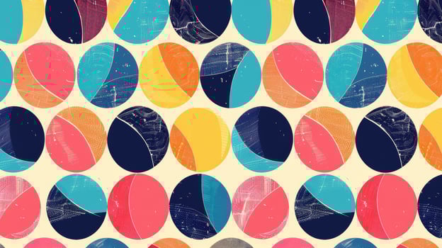 Geometric abstract seamless pattern with colorful rounded tiles endless ornament texture photo