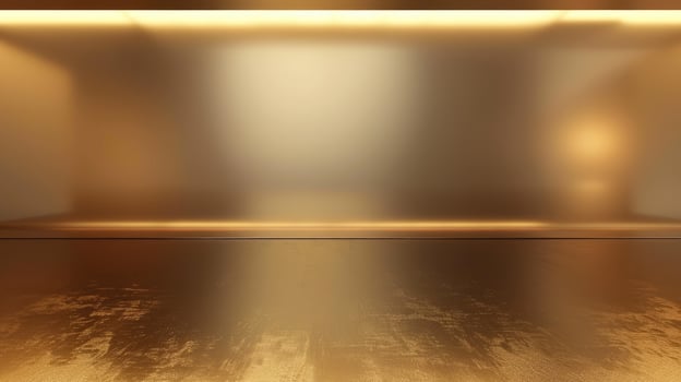 Empty room with gold lighting and wooden floor photo