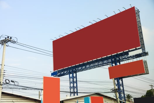 Blank large billboard with placard with wire electricity photo