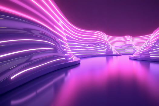 smooth wavy purple surface with glowing pink neon lines creating a flowing futuristic aesthetic photo