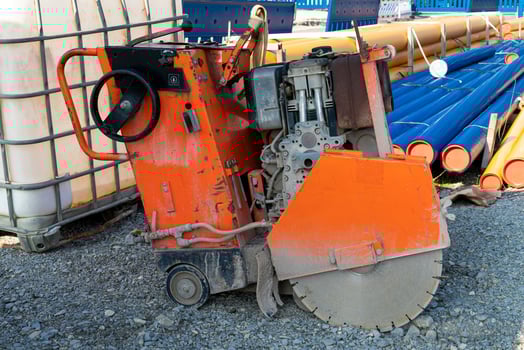 Construction circular machine for cutting material at the construction site. photo