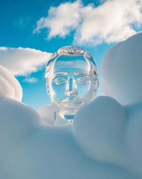 A glass head is in the clouds photo