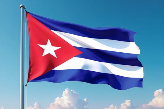 Cuba Flag Waving Against Clear Blue Sky photo