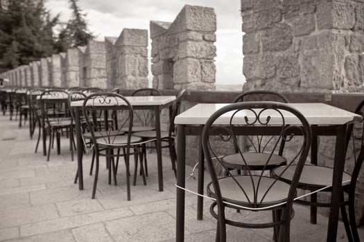 Outdoor summer cafe tables photo