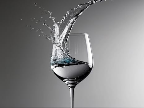 A wine glass with water splashing into it photo