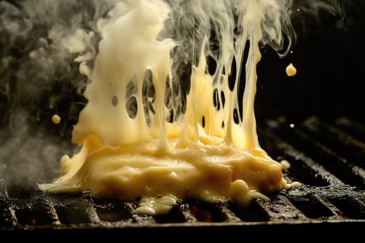 Melted Butter on a Hot Grill with Steam Rising photo