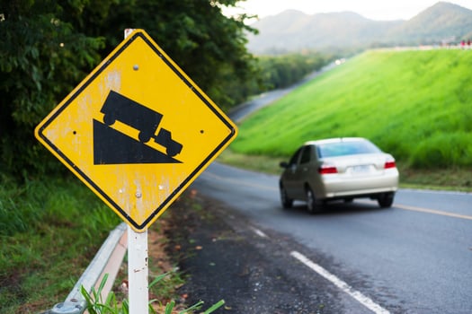 Steep sign symbol warning dangerous photo