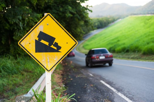Steep sign symbol warning dangerous photo