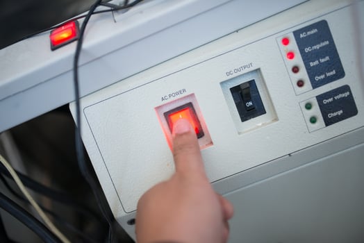 Electric outdoor fuse box in soft light photo