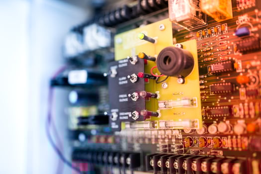 Electric outdoor fuse box in soft light photo