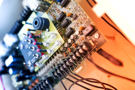 Electric outdoor fuse box in soft light photo