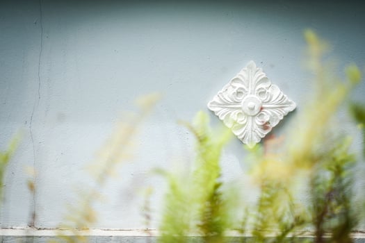 Carved flower line thai with soft light photo