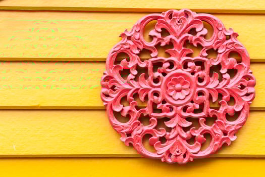 Carved flower line thai with soft light photo