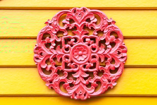 Carved flower line thai with soft light photo
