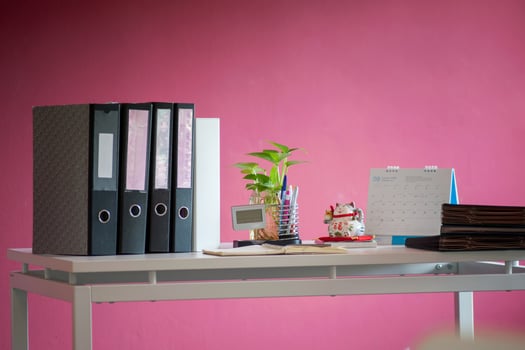 Office desk in work place with soft light photo