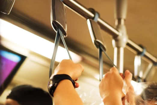 Human holding onto a handle photo