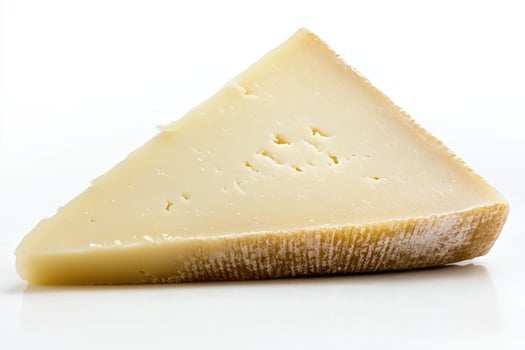 Wedge of Creamy, Aged, Semi-Hard Cheese with Holes photo