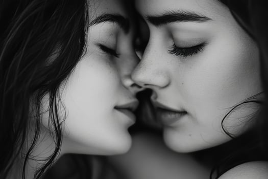 Two young women sharing a moment of intimacy and affection photo